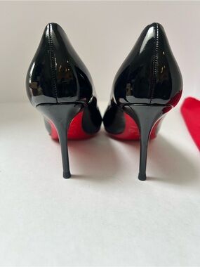 Classic Black Patent Stiletto Pumps with Red Soles